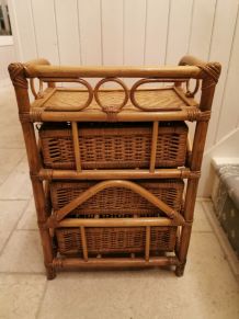 Commode bambou rotin et osier