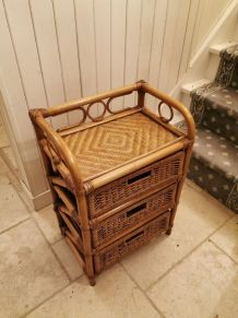 Commode bambou rotin et osier