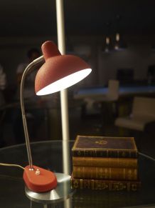 Lampe années 50 métal granité orange et chrome
