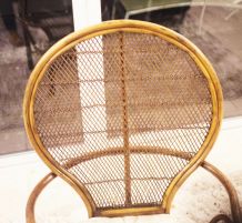 Fauteuil bambou dossier en rotin