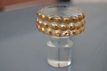 Bouchon de carafe en cristal doré année 50