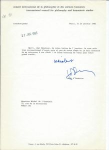 Lettre autographe signée de Jean d'Ormesson 1983