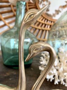 Duo de 2 cygnes ou canards en laiton vintage