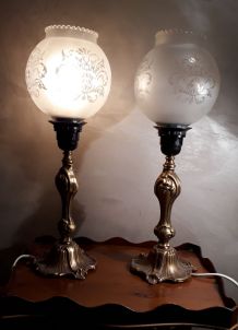 duo de lampes pied en bronze 1970 