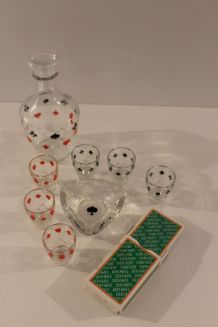 Service à liqueur vintage jeu de cartes