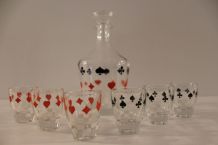 Service à liqueur vintage jeu de cartes