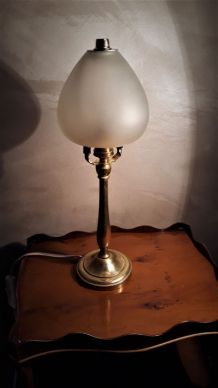 lampe de bureau  laiton art deco verre 