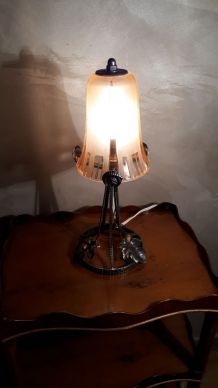 lampe fer forgee de bureau art deco verre 