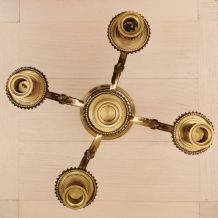 Chandelier 5 branches en laiton ancien