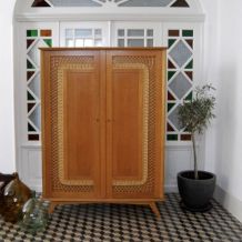 Armoire rotin vintage scandinave années 50-60