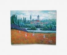 Tableau paysage de coquelicots