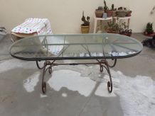 Table ovale fer+ verre
