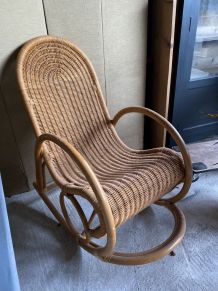 Rocking-chair chair en rotin  osier