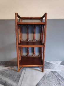 étagère rotin 3 tablettes des années 70