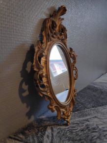 petit miroir ancien style rocaille en bois doré