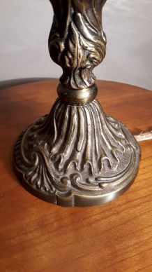lampe calice sur pied bronze verre clichy  