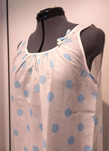 Chemise de nuit Vintage pois bleus 