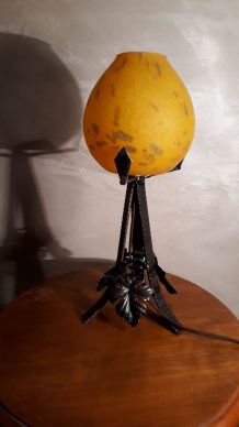 petite lampe  veilleuse art deco   fer forge