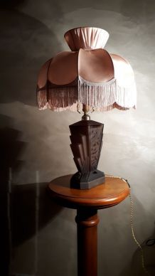lampe verre moulé pressé depoli chocolat 