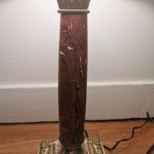 Lampe empire colonne marbre pied dorée 