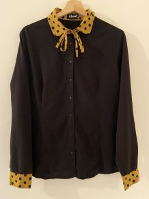 Chemise noire Col Pois