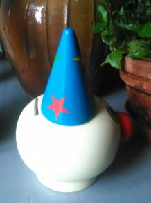 Ancienne tirelire en bois "clown" - FMF - années 60