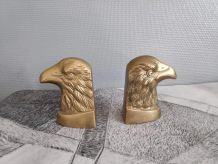 serre-livres têtes d'aigle en laiton massif des années 60