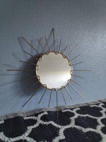 miroir soleil mural avec métal doré vintage des années 60