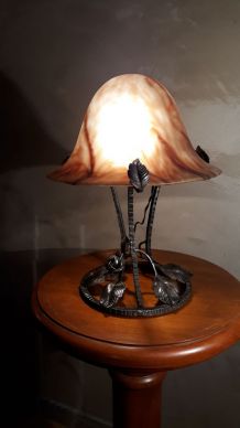 lampe  champignon  pate verre marbre 