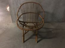 Fauteuil corbeille en rotin années 60