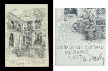 Don Davey - New Orleans - 2 dessins 1976  sous verre 