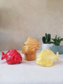 Sel et poivre + pot moutarde vintage poisson coquillage