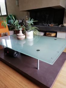 Table basse 90s Ligneroset Pascal Mourgue verre 