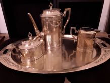 Service café  en cuivre  commémoration mariage 1886-1911