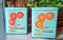 Deux boites en tôle "pâtes" et "Chicorée"