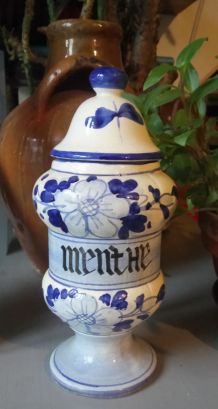 Pot d'apothicaire "MENTHE" en céramique