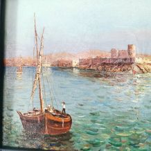 Paire de peintures à l'huile sur toile années 1930 signées M