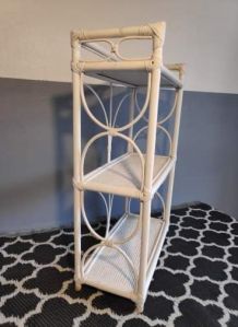 étagère rotin blanche 3 plateaux des années 70