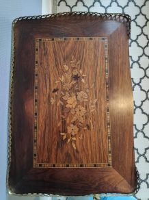 travailleuse avec beau marquetage en palissandre 