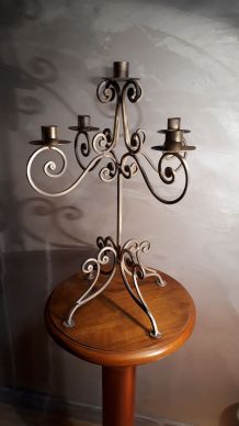 Chandelier 5 branches en fer 1970 46x25 