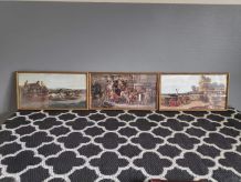 lithographies anciennes diligences sous cadre bois doré 