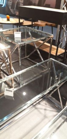 Table d appoint en chrome menue d une vitre style moder