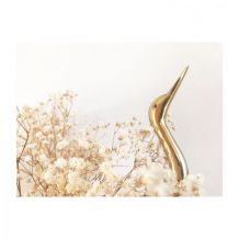 Grand héron en bois et laiton 