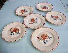 Set 6 assiettes plates Digoin Sarreguemines