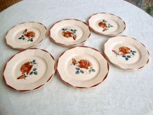 Set 6 assiettes plates Digoin Sarreguemines