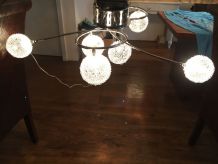 Plafonnier vintage 5 feux en chrome argenté. Années 1970