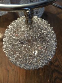 Plafonnier vintage 5 feux en chrome argenté. Années 1970