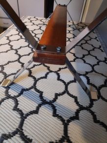 table basse vintage plateau céramique fleurs orange 