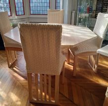 Table à dîner vintage en travertin romain rebouché