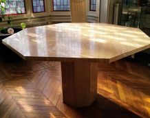 Table à dîner vintage en travertin romain rebouché